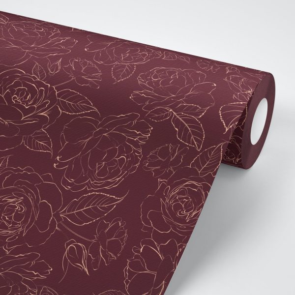 red rose sketch wallpaper in peel and stick by The Wallberry