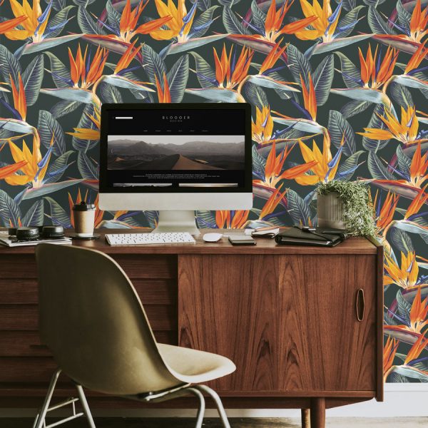 Strelitzia Bird of Paradise wallpaper in peel and stick by The Wasllberry