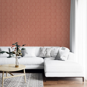 Terracotta Wallpaper - Honeycomb Peel and Stick - The Wallberry