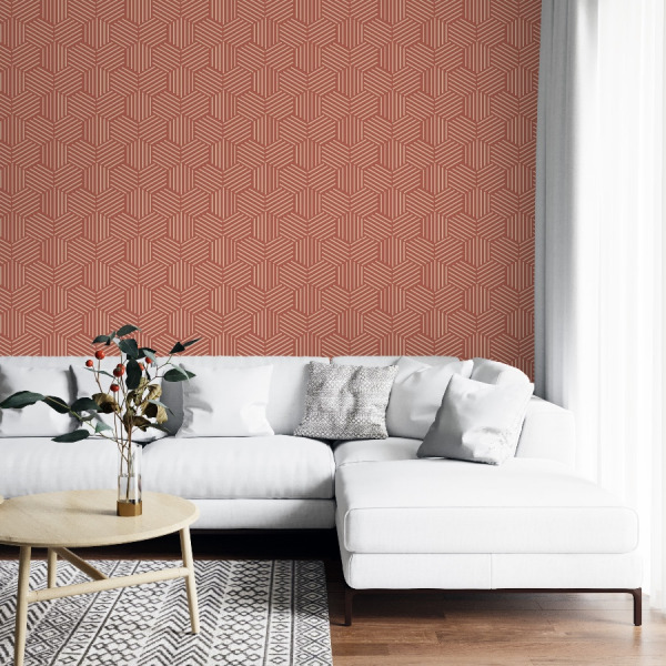 Terracotta wallpaper with honeycomb in peel and stick by The Wallberry