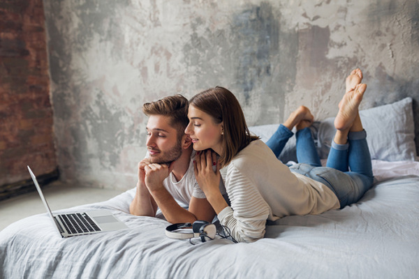 Young Couple Choosing Peel and Stick Wallpapers