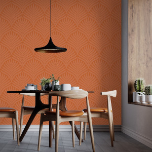 burnt orange wallpaper, terracotta peel and stick by The Wallberry
