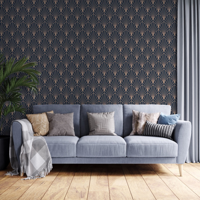Dark Art Deco Wallpaper - Peel and Stick - The Wallberry