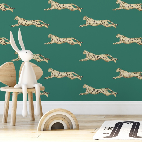 Green cheetah wallpaper - peel and stick wallpaper by The Wallberry