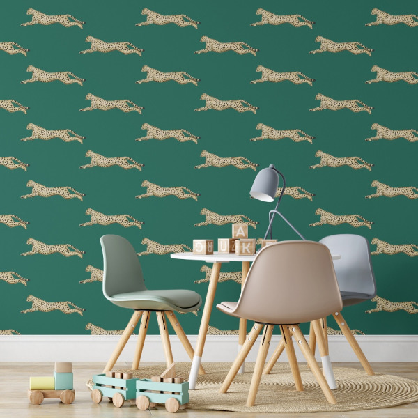 Green cheetah wallpaper - peel and stick wallpaper by The Wallberry