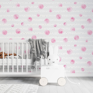 Pink dots wallpaper in peel and stick by The Wallberry