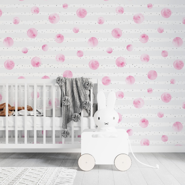 Pink bubblegum wallpaper in peel and stick by The Wallberry