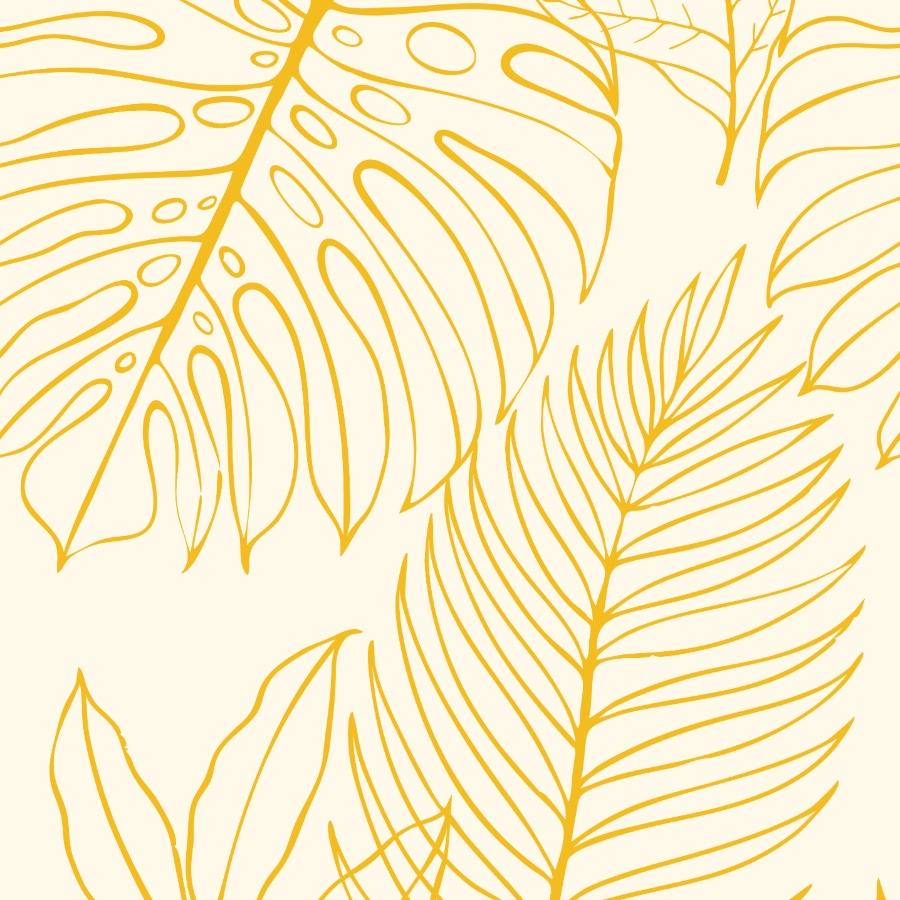 Tropical Yellow Wallpaper - Palm Leaves Peel and Stick - The Wallberry