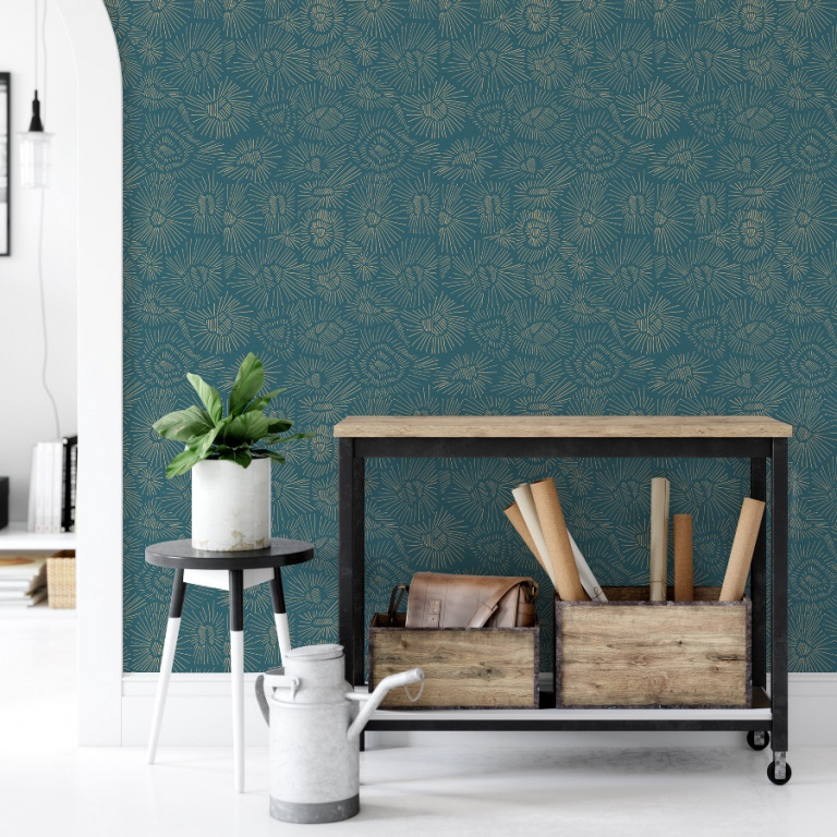 Abstract Teal Wallpaper Peel and Stick The Wallberry