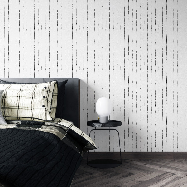 minimalist lines wallpaper in black and white, self adhesive by The Wallberry