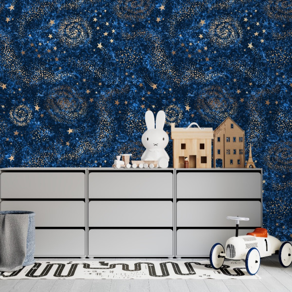 night sky wallpaper with space pattern in peel and stick for nursery