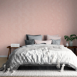 pink art deco wallpaper in peel and stick by The Wallberry
