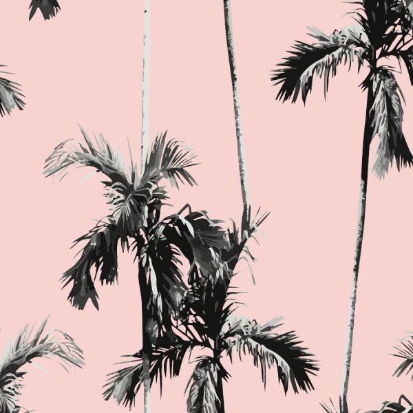 pink palm trees wallpaper in peel and stick by The Wallberry