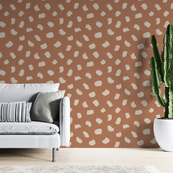 brush stroke wallpaper in burnt orange, peel and stick by The Wallberry