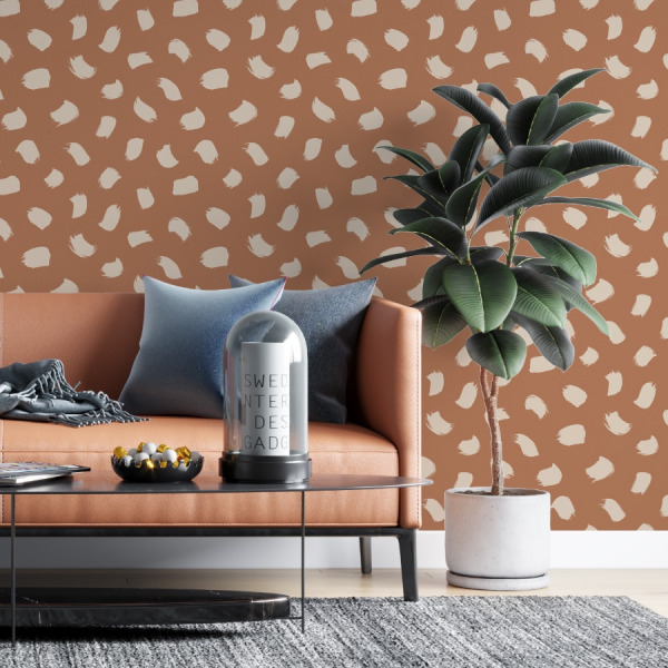 brush stroke wallpaper in burnt orange, peel and stick by The Wallberry