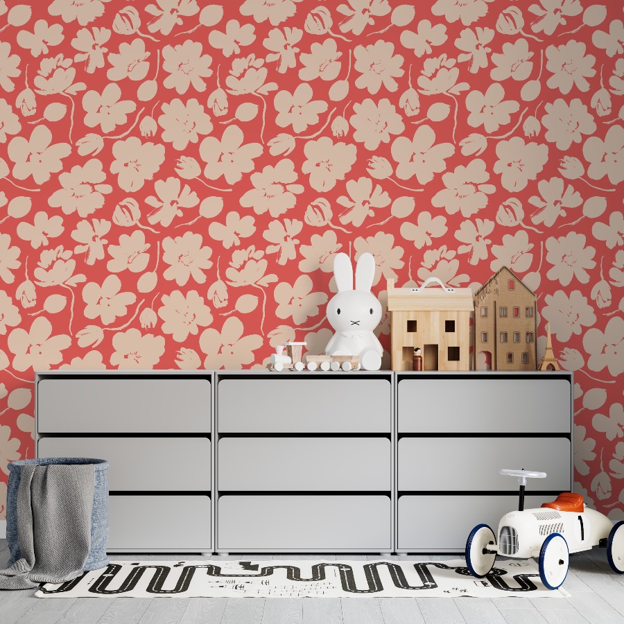 Abstract Poppy Wallpaper - Peel and Stick - The Wallberry