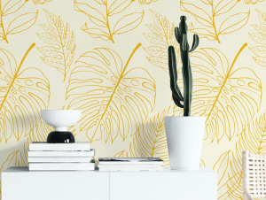 tropical yellow peel and stick wallpaper