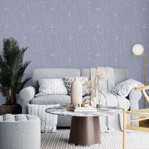 Lavender Body Lines Wallpaper in peel and stick