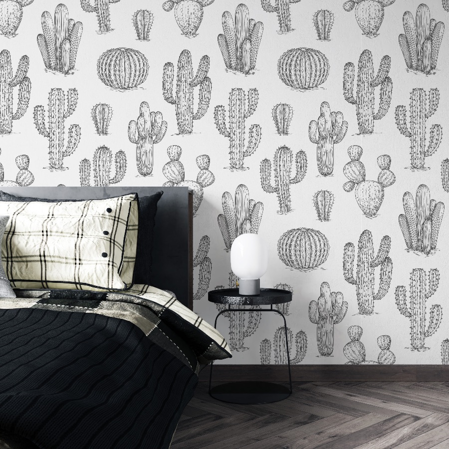 Pastel Cactus Removable Wallpaper Desert Wall Mural Boho Living Room