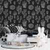 Black Cactus Wallpaper - Peel and Stick - The Wallberry