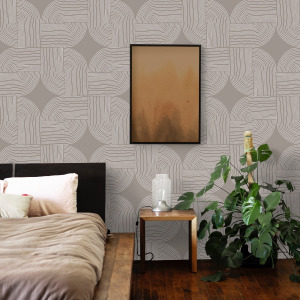 Taupe Lines Wallpaper - Peel and Stick
