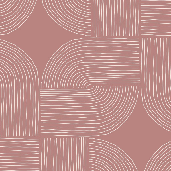 mauve wallpaper with abstract lines in peel and stick