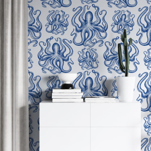 octopus wallpaper in peel and stick