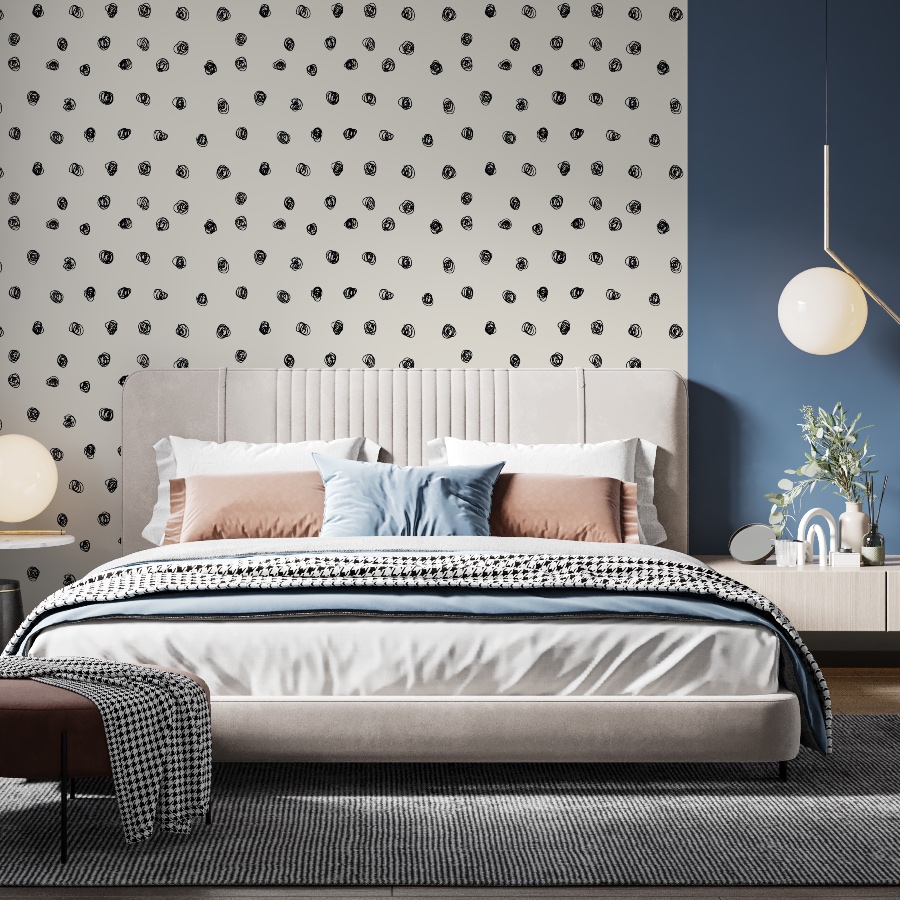 Black ink dots wallpaper in peel and stick