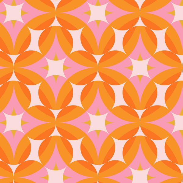 orange retro geometric wallpaper in peel and stick