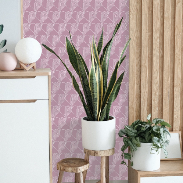 pink geometric hearts wallpaper in peel and stick