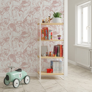 Abstract Pink Flamingo Wallpaper is a cute and quirky trend we're absolutely in for. The splashed flamingo pattern is modern yet soft enough to enhance the atmosphere of any room.