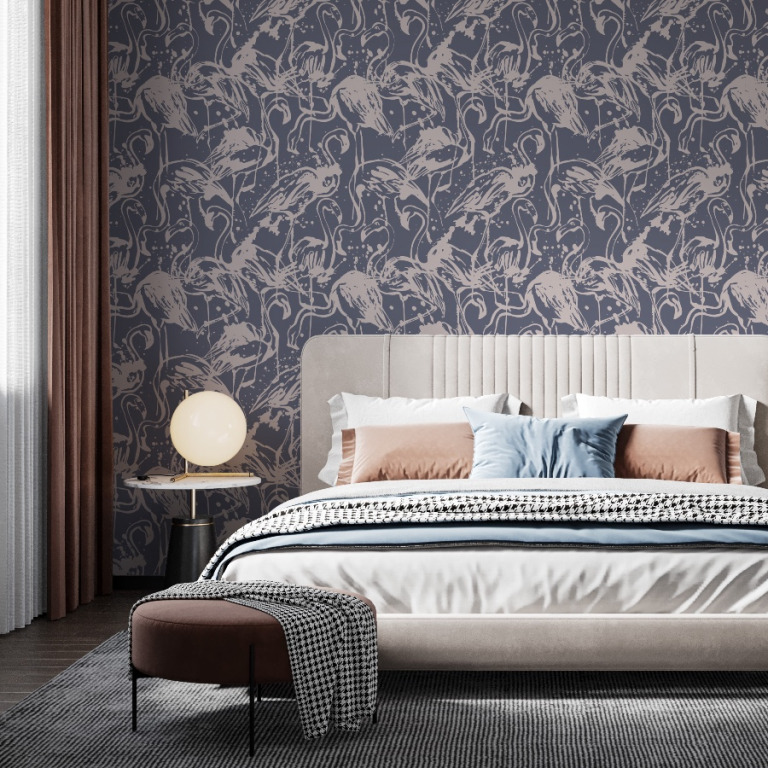 Blue Flamingo Wallpaper - Peel and Stick - The Wallberry