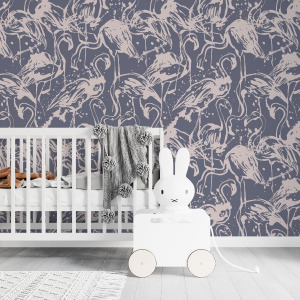 blue flamingo wallpaper in peel and stick