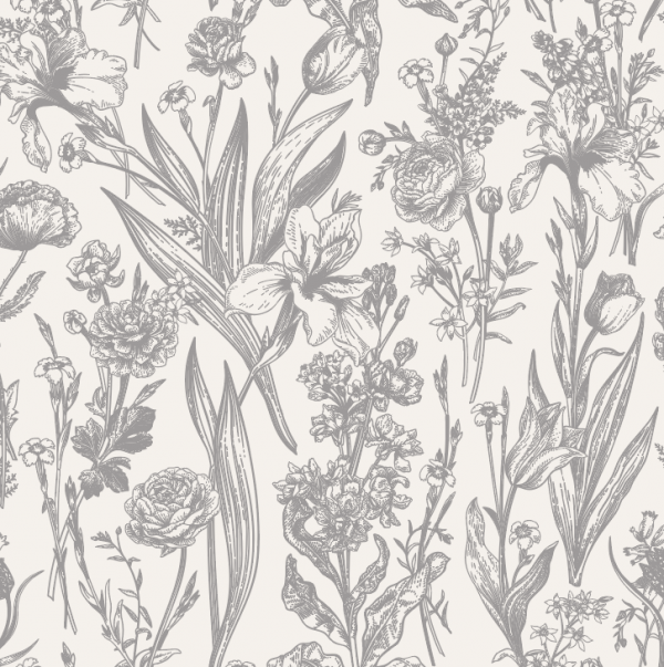grey vintage floral wallpaper