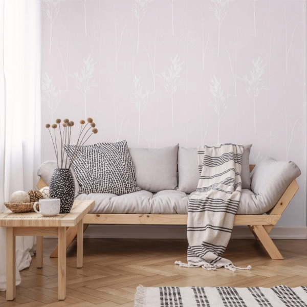 pink botanical wildflower wallpaper in peel and stick
