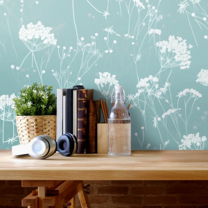light blue wildflower wallpaper by the wallberry in peel and stick