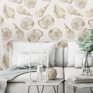 beige ocean shell wallpaper - coastal peel and stick wallpapers
