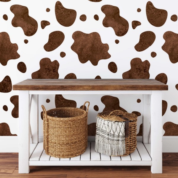 brown cow print wallpaper peel and stick by the wallberry