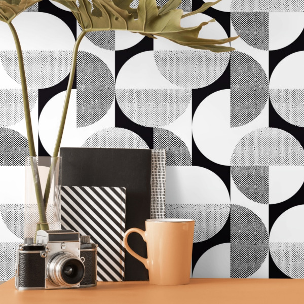 gray retro geometric wallpaper peel and stick