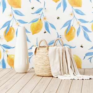 lemon and citrus wallpaper peel and stick by the wallberry