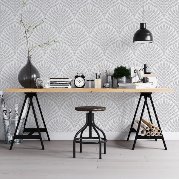 grey art deco self adhesive wallpaper by the wallberry